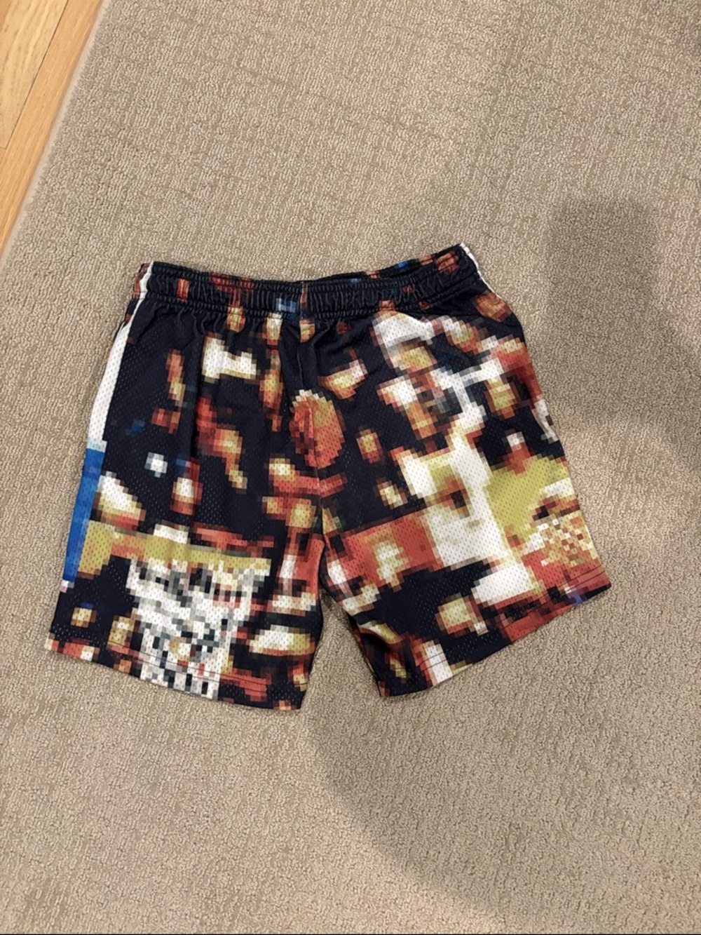 OVERTIME Kids Pixel-Print Athletic Shorts in Black & Multicolor - Picture 5 of 5